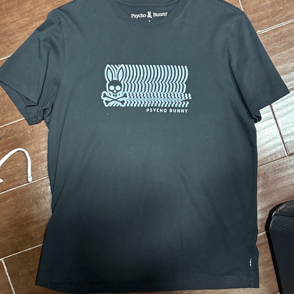Psycho Bunny Black Tee with Skull Bunny Design